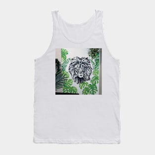 Lion profile and Botanical illustration Tank Top